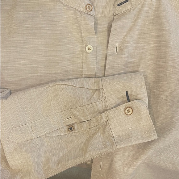 Zara Men's Light Tan Cotton Linen Shirt - Picture 8 of 8